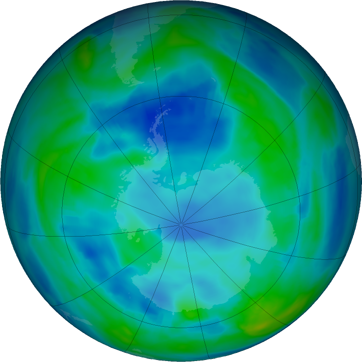 Antarctic ozone map for 18 May 2022